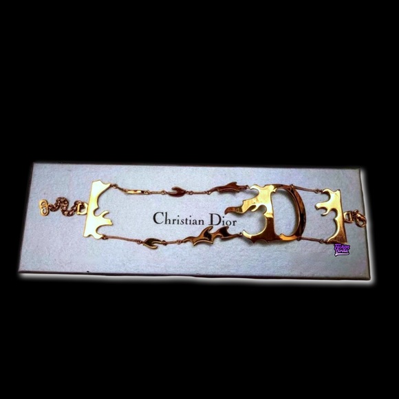 Vintage Christian Dior Flaming “D” Logo runway XL Logo Bracelet by John Galliano - Picture 11 of 14